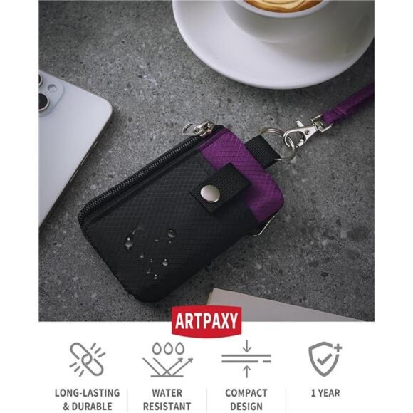 Minimalist Wallet For Mens Womens, Keychain RFID Blocking Zipper Small Wallet - Picture 3 of 7